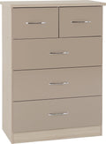 Seconique Nevada 5 Drawer Chest – Oyster Gloss & Light Oak Effect