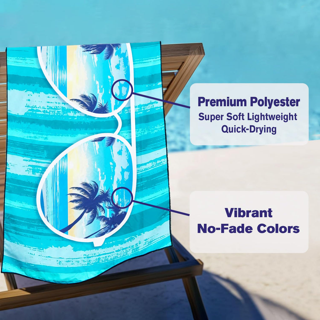 Violetpos Turquoise Stripe Sunglasses Palm Beach Towel, Extra Large 180x90 cm 250GSM Microfibre, Sand Free Quick Dry - image 3