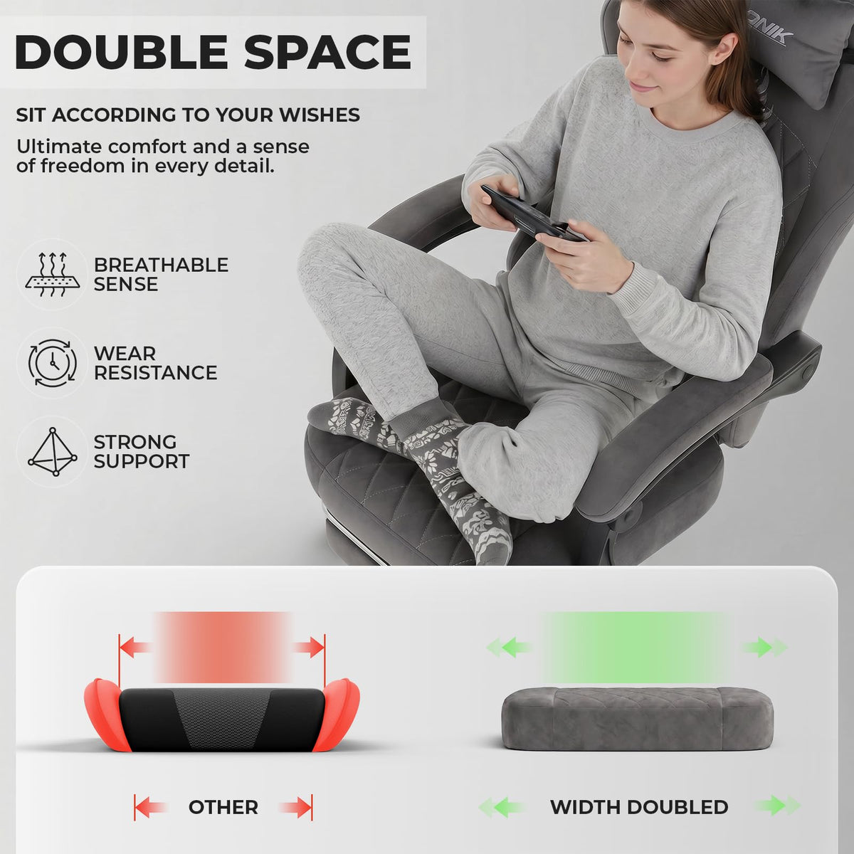 NIONIK Massage Gaming Chair with Footrest, Ergonomic Office Chair with Lumbar Support and Headrest - image 5