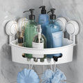 TAILI Corner Shower Caddy – Suction Bathroom Shelf for Shampoo, White