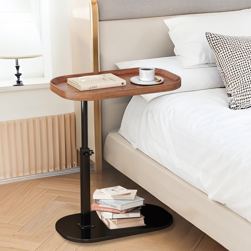 liameya C Shaped Side Table Adjustable Height, 360°Swivel Sofa Table that Slide Under, Modern Small Coffee Table for Couch/Bed/Bathtub - image 5