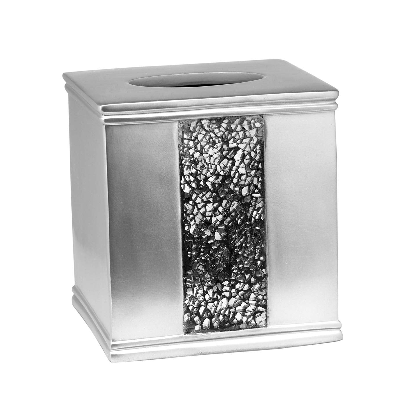 Popular Bath Sinatra Silver Tissue Box – Cracked Glass Resin Bathroom Decor