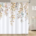 Bonhause Brown Eucalyptus Shower Curtain | Waterproof Polyester, 180x180cm