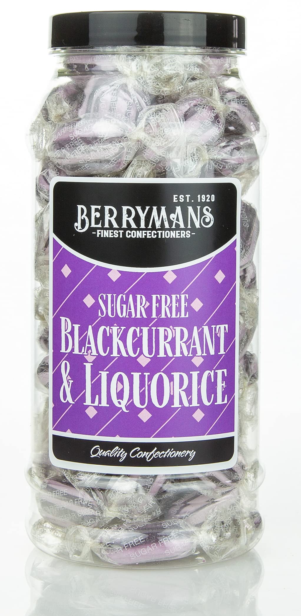 Berrymans Sugar Free Blackcurrant and Liquorice Retro Sweets Gift Jar