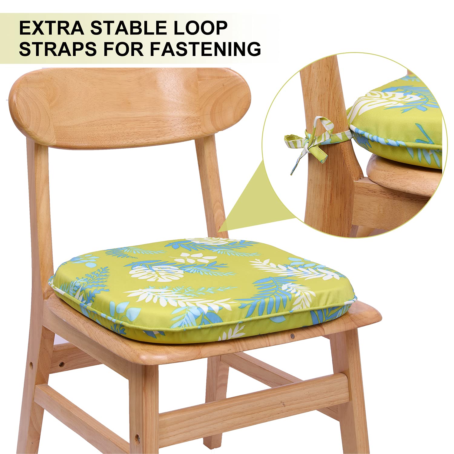 RACE LEAF Waterproof Garden Chair Cushions | Round Seat Pads - 6 Pack