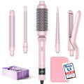 BESTOPE PRO 5-in-1 Hair Curling Wand Set with Thermal Brush - Pink