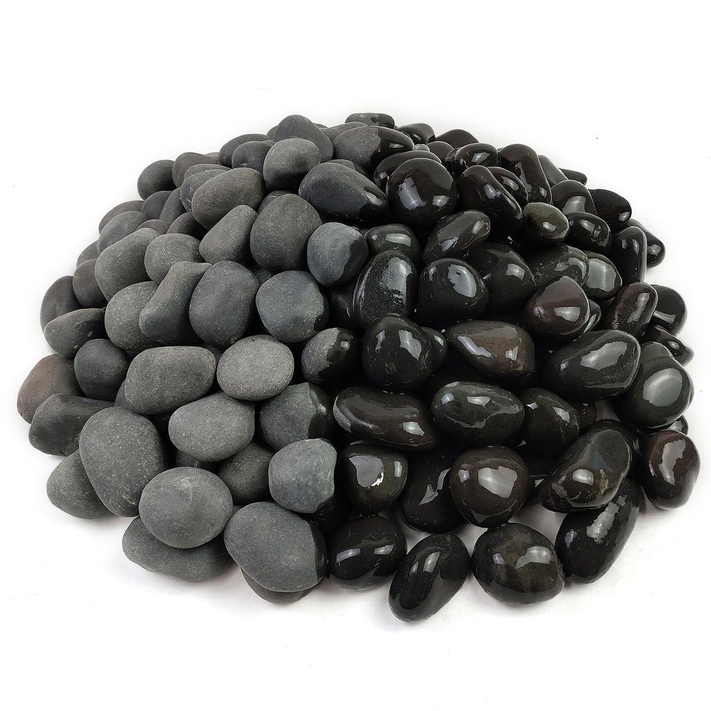 FANTIAN 20 lbs Black River Rocks – 2-4 cm Decorative Pebbles for Garden