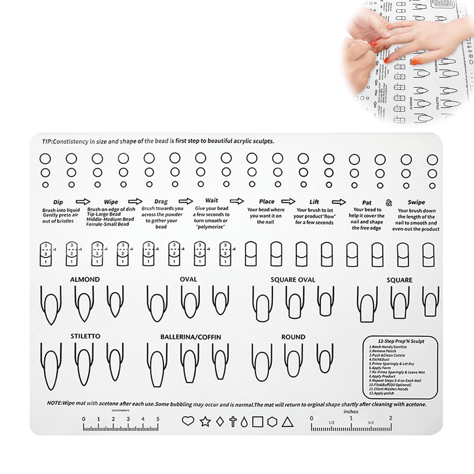 Vokowin Acrylic Nail Training Mat – Silicone Manicure Practice Pad