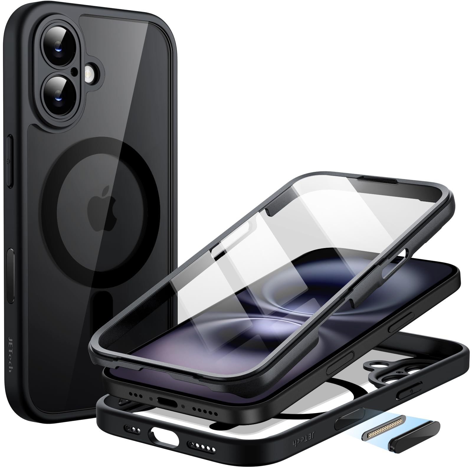 JETech iPhone 16 Case | MagSafe Full Body Cover with Screen Protector