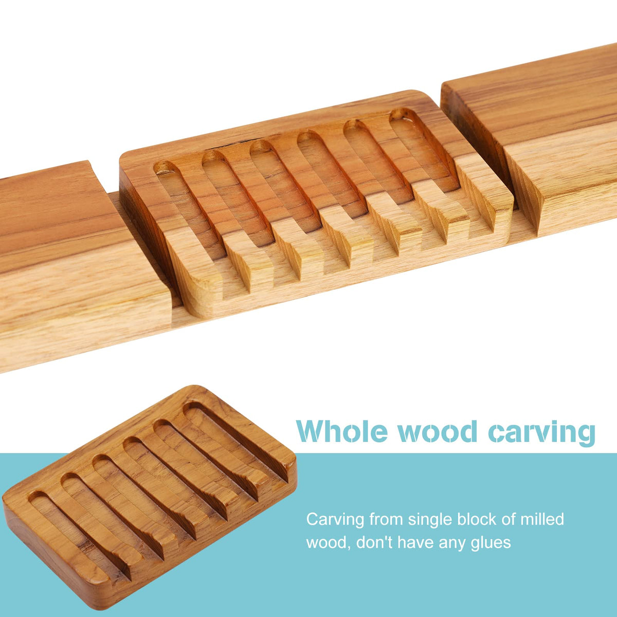 HTB Teak Soap Dish 1PC, Self-Draining Soap Bar Holder for The Shower - image 2