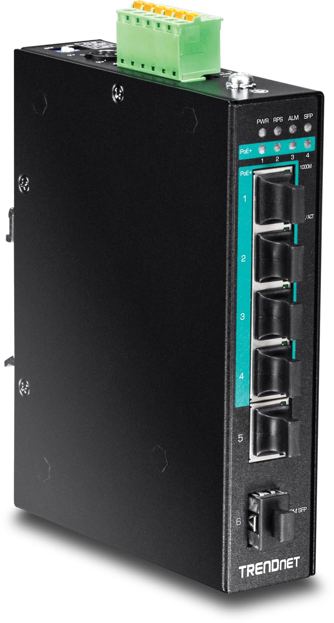 TRENDnet TI-PG541 5-Port Industrial Gigabit PoE+ DIN-Rail Switch