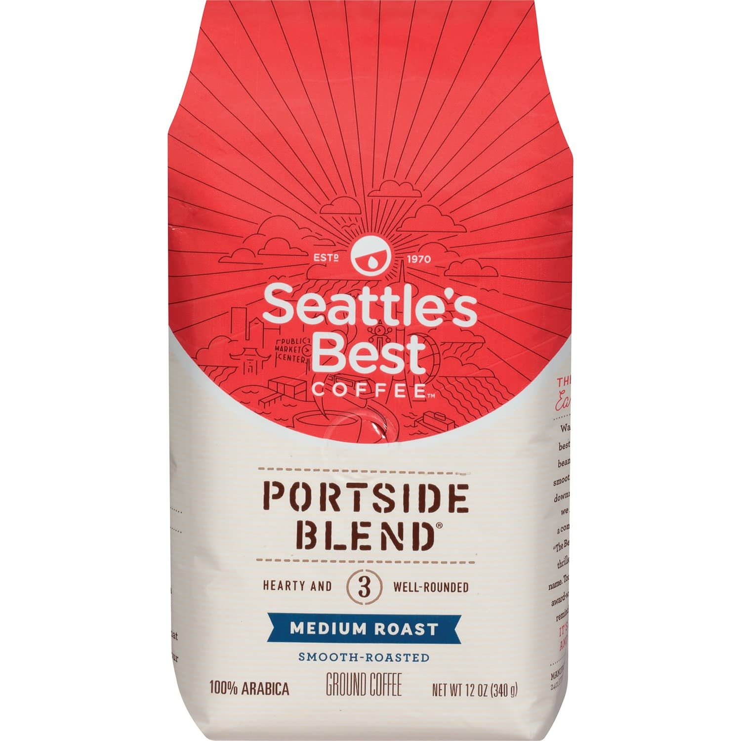 Seattle's Best Portside Blend Medium Roast Ground Coffee – 340g Bag