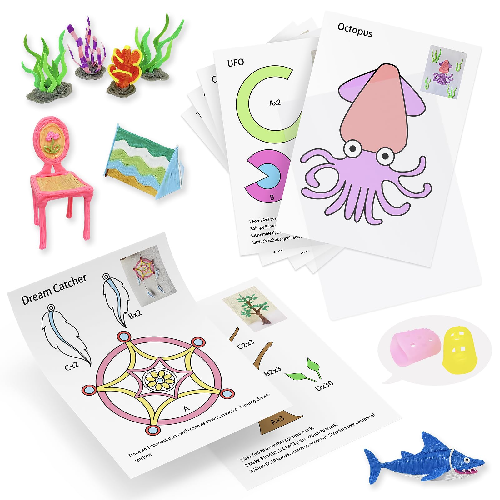 Vomika 3D Pen Printing Templates – 20 Sheet Drawing Stencil Set