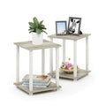 Furinno Simplistic 2-Tier Side Table Set of 2 | Sonoma Oak Nightstand