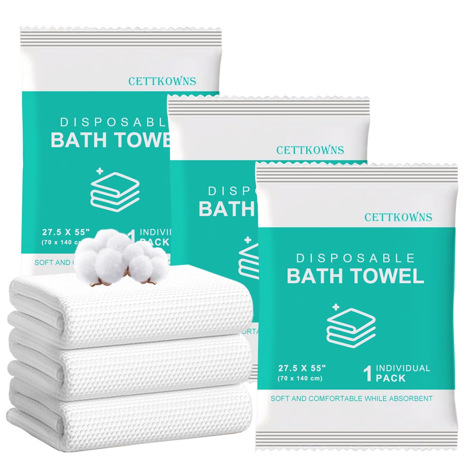 Cettkowns Disposable Bath Towels | 100% Plant Fiber Travel Towels | 9 Pack