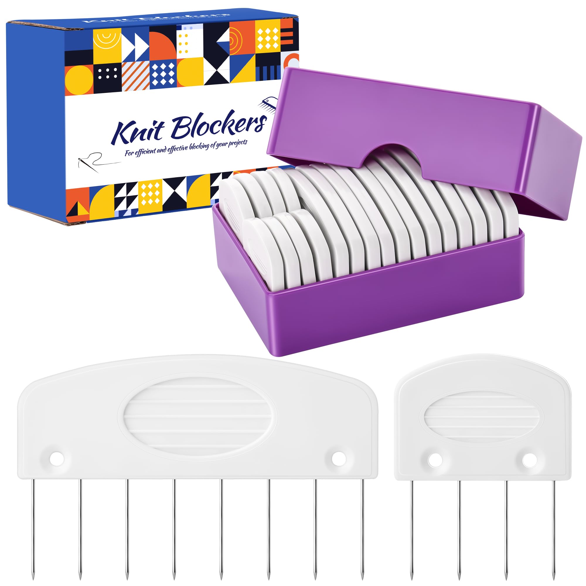 Jolof Store 20Pcs Knit Blocking Combs Kit for Knitting and Crochet
