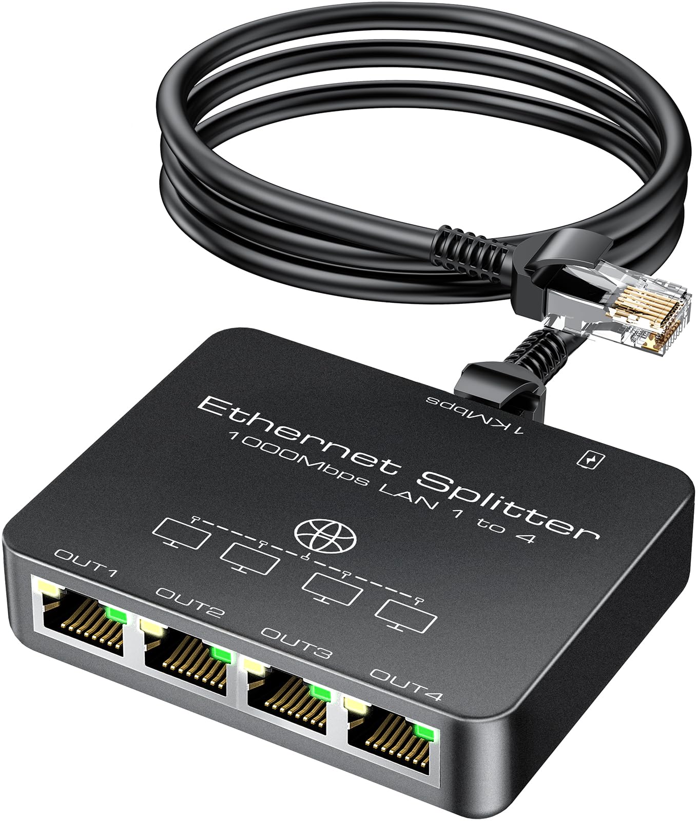KiWiBiRD 4 Port Gigabit Ethernet Switch | 1000Mbps RJ45 Network Splitter