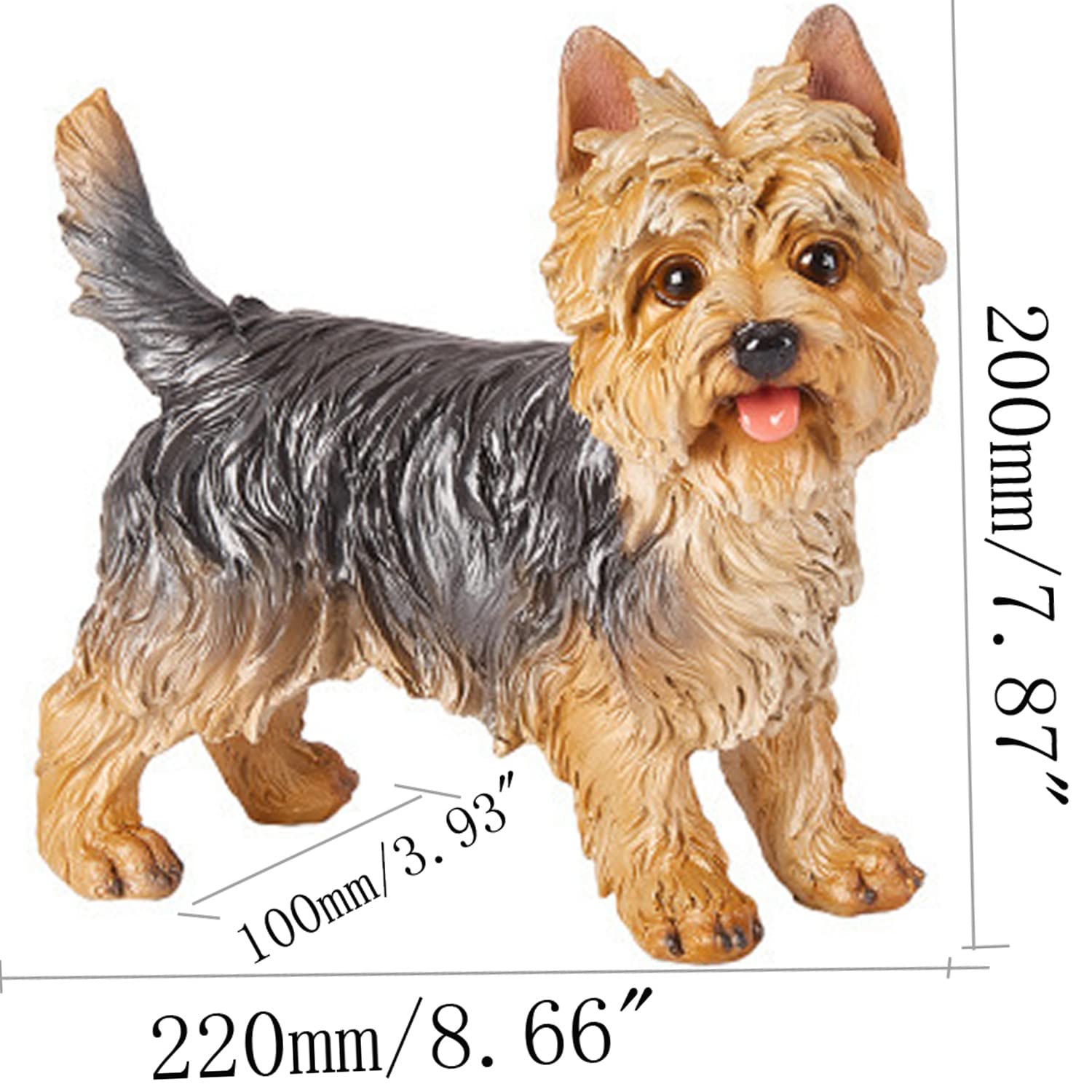 WANLIAN Hand-Painted Resin Yorkshire Terrier Statue - Realistic Dog Decor