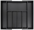 VaeFae Expandable Bamboo Drawer Organizer | 5-7 Slot Cutlery Tray - Black