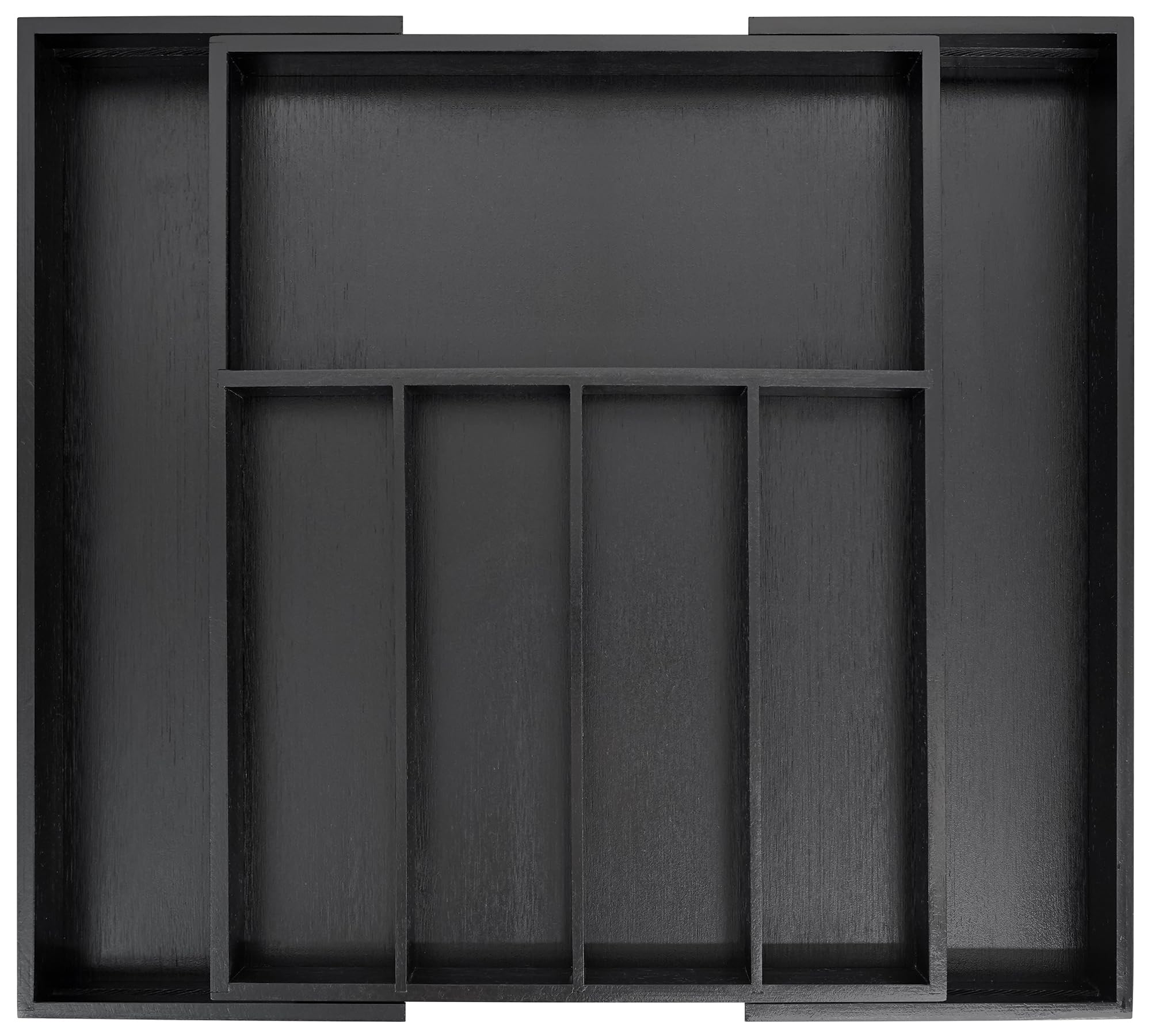 VaeFae Expandable Bamboo Drawer Organizer | 5-7 Slot Cutlery Tray - Black