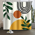 Xiaoterna Boho Sun Line Shower Curtain | Beige Waterproof Polyester Fabric