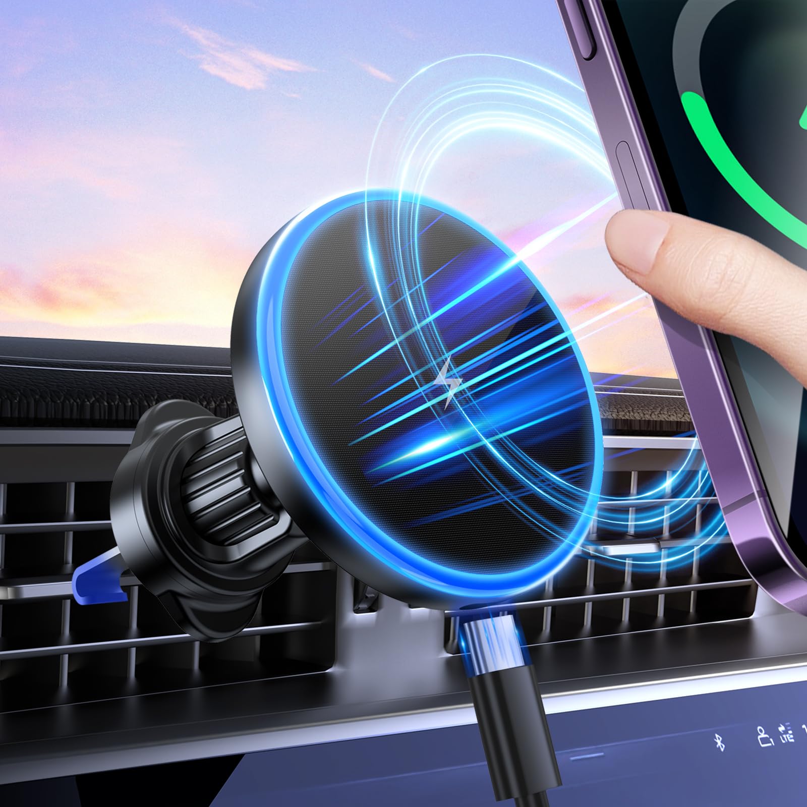 Jolof Store 15W MagSafe Magnetic Car Mount Wireless Charger for iPhone