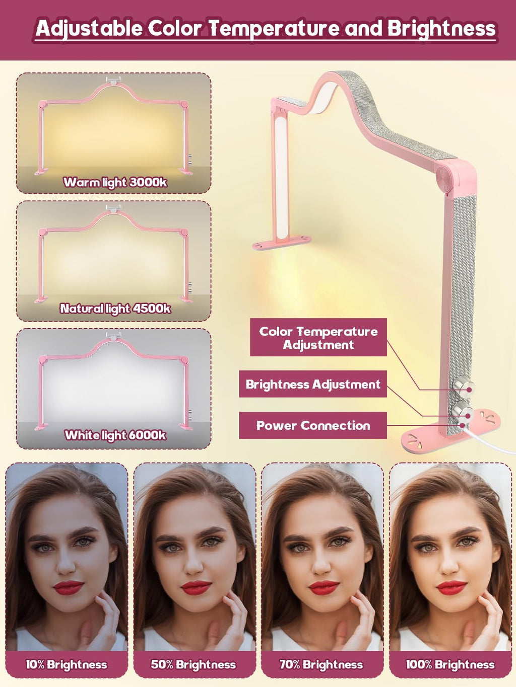 Kalolary 32" Lash Light Lamp | 3000K-6000K LED Desk Light for Extensions
