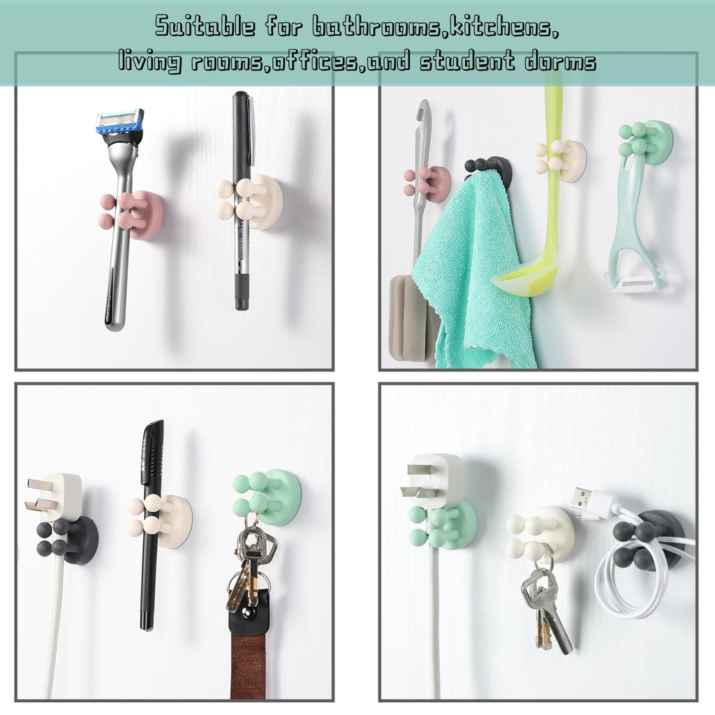 Silicone Toothbrush Holders Multi-Function Hook Razor holder Waterproof Self Adhesive Wall Mounted Single Hook for Wall or Glass for Hanging Bathroom - image 4