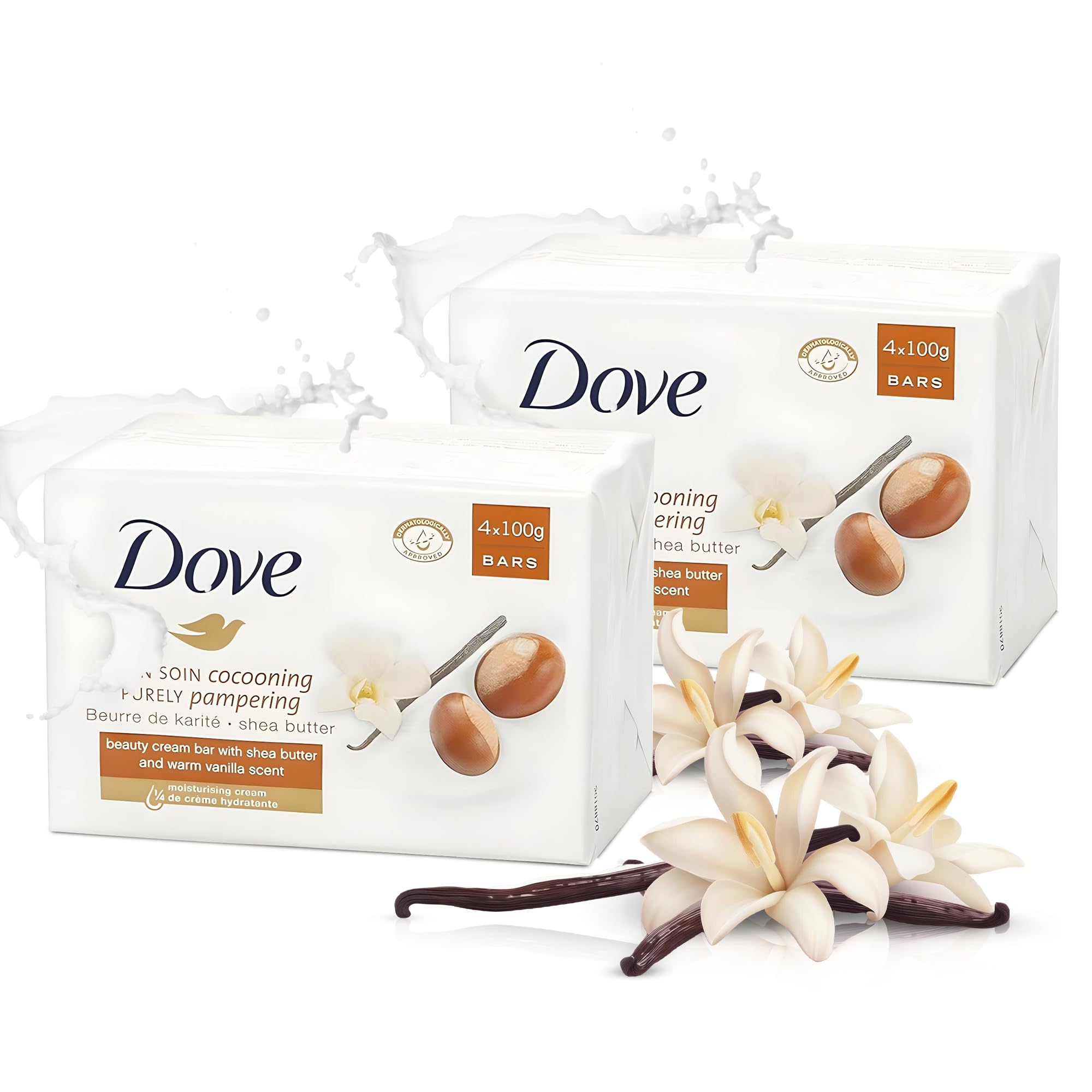 Dove Pampering Beauty Bar Soap - Shea Butter & Vanilla - 8 x 90g Multipack