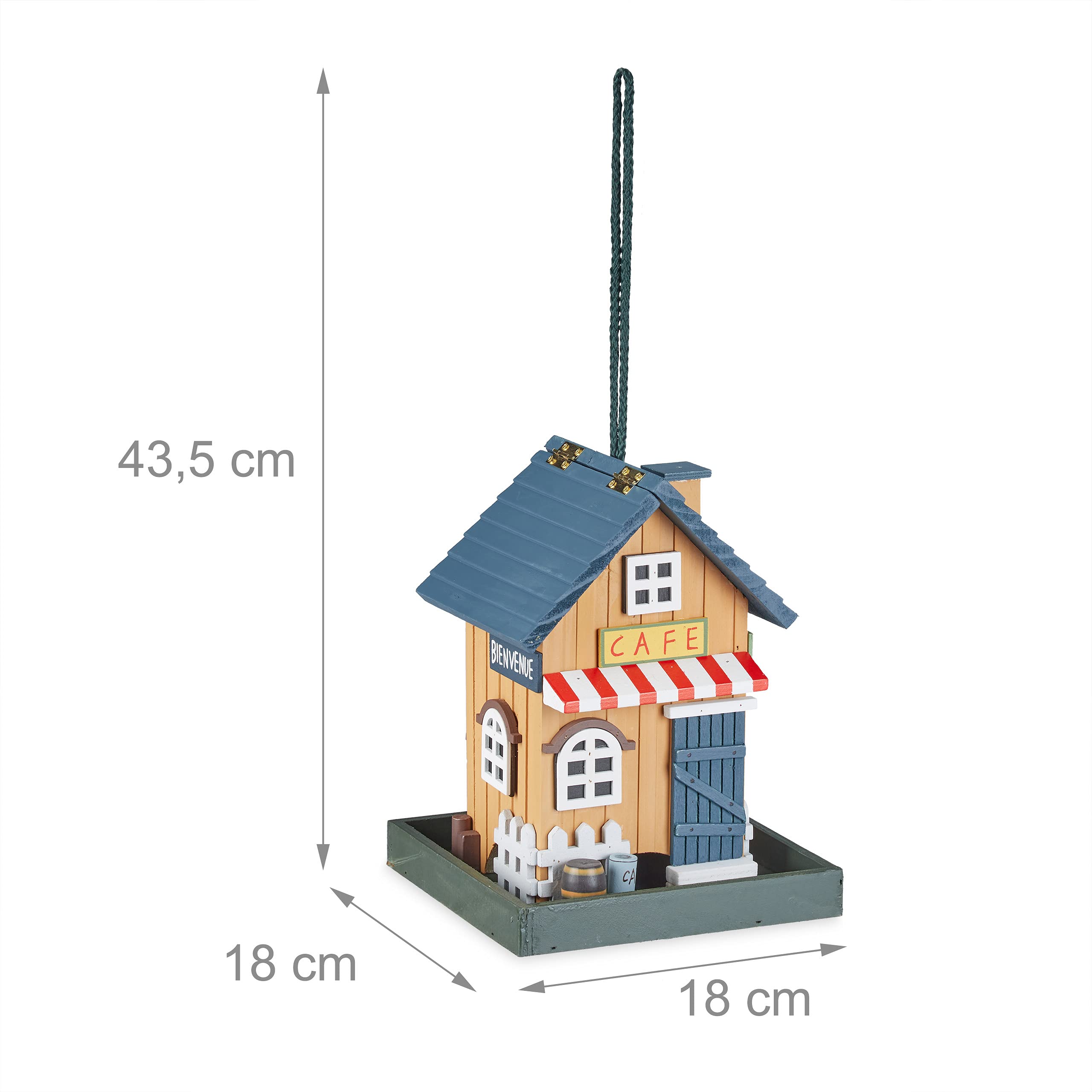 Relaxdays Wooden Bird Feeder – French Cafe Style Hanging House
