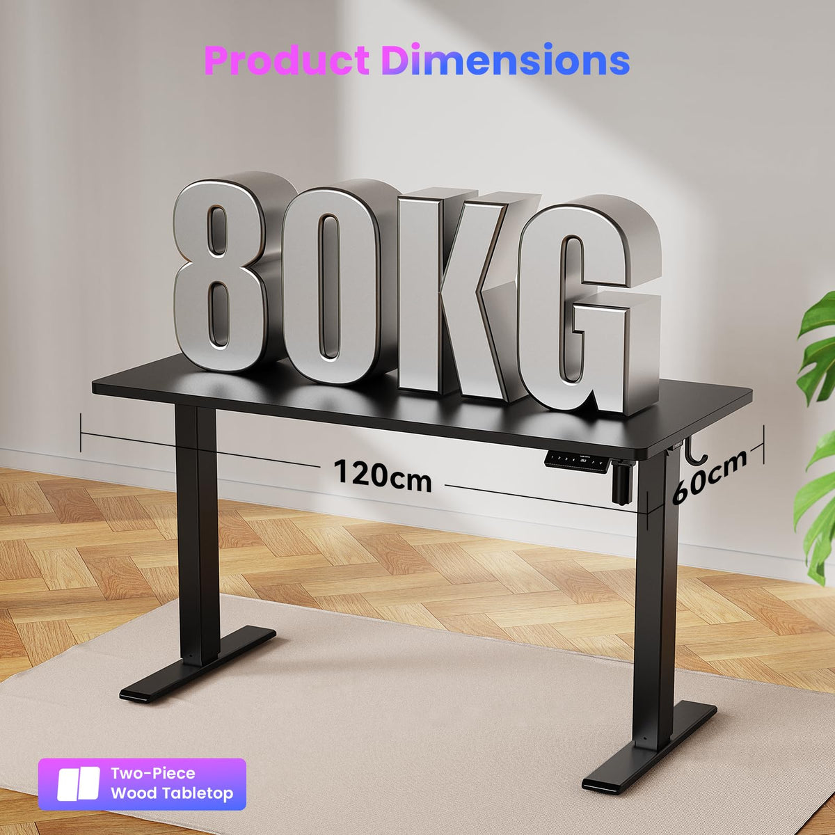 WALKINGDESK Electric Standing Desk, 120 x 60 cm, Black - image 3