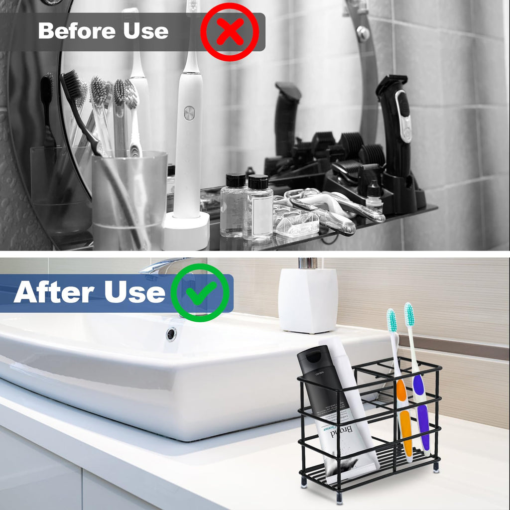 ONLYQIQIU Black Toothbrush Holder for Bathroom Organiser Storage, 5 Slots Ventilated Toothbrush Stand Mould-Proof - image 5
