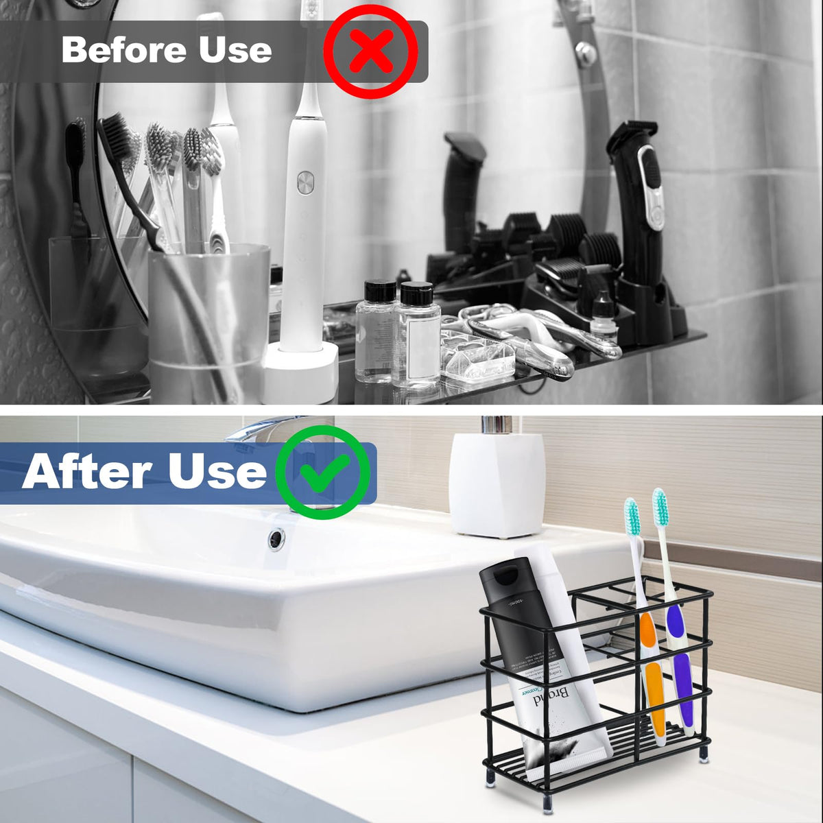 ONLYQIQIU Black Toothbrush Holder for Bathroom Organiser Storage, 5 Slots Ventilated Toothbrush Stand Mould-Proof - image 5