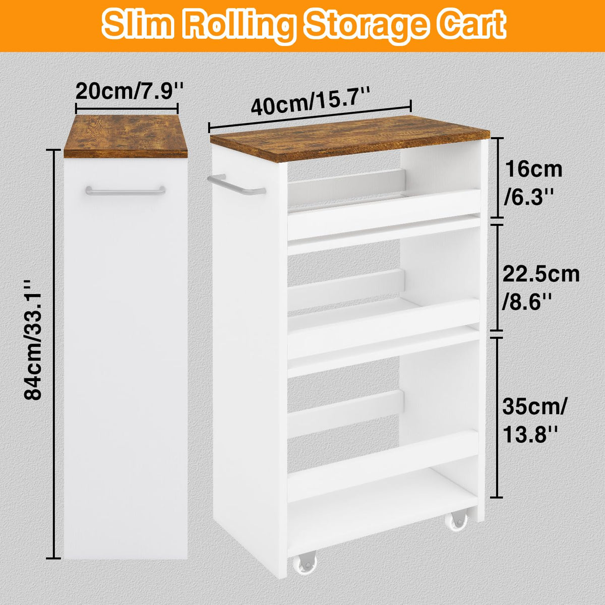 IBUYKE Slim Storage Cart Skinny Rolling Cart Utility Trolley WST005W-L - image 4