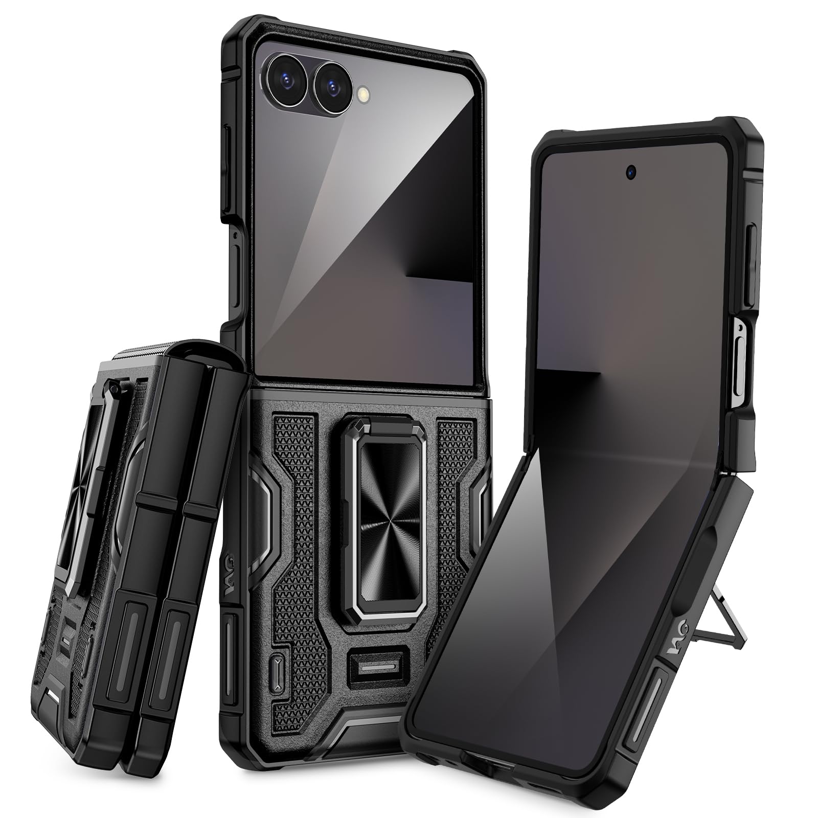 Doeshine Samsung Galaxy Z Flip 7 Case with Ring Kickstand & Hinge Protection