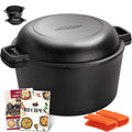 Overmont 5 QT Cast Iron Dutch Oven with 1.6 QT Skillet Lid - Pre-Seasoned