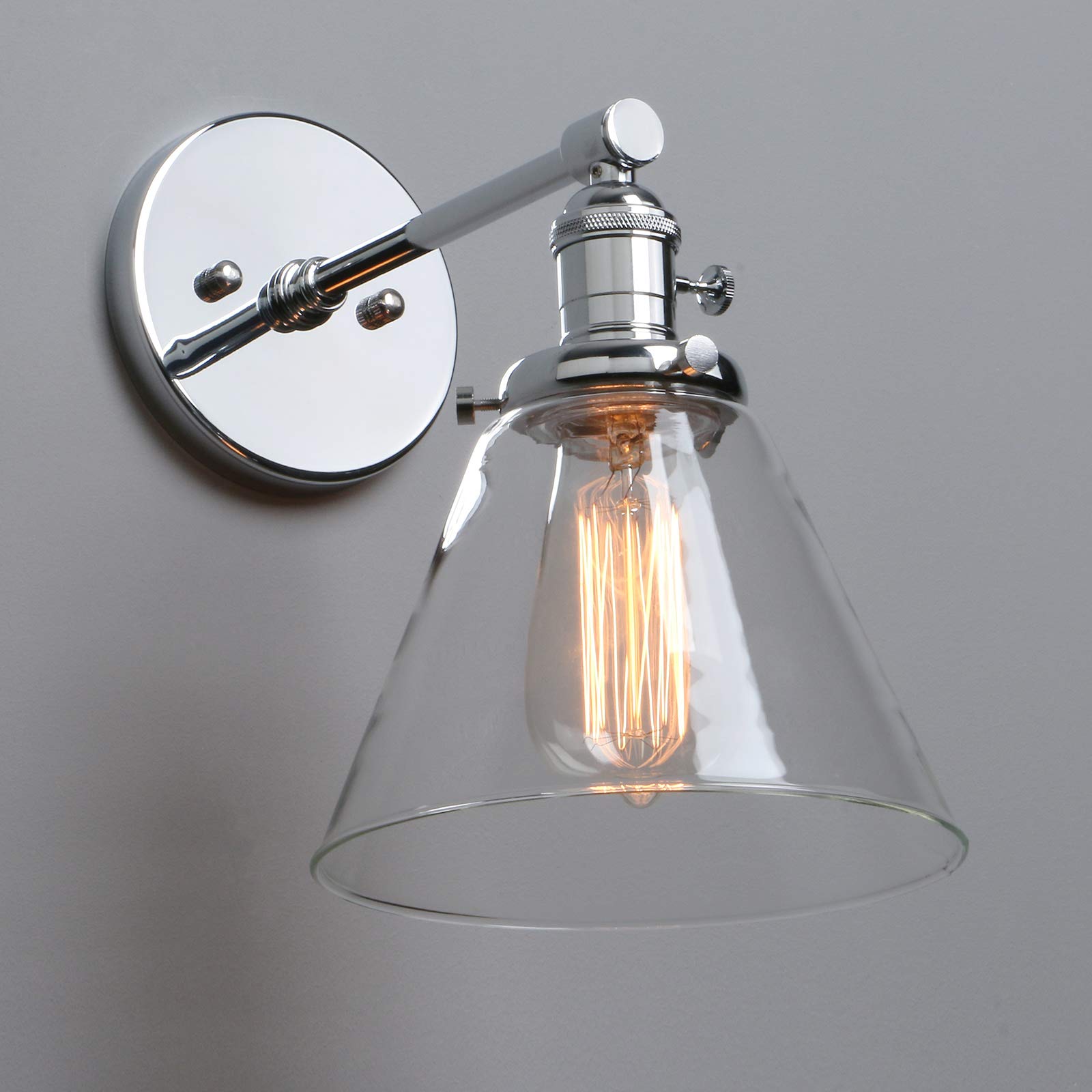 Phansthy Industrial Glass Wall Sconce – Vintage Brass & Chrome Light