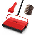 JEHONN Manual Carpet Sweeper | Horsehair Rug Roller for Pet Hair - Red