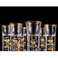 DUJUST Crystal Shot Glass Set – 24K Gold Leaf Flakes & Rim (6 Pcs, 45ml)