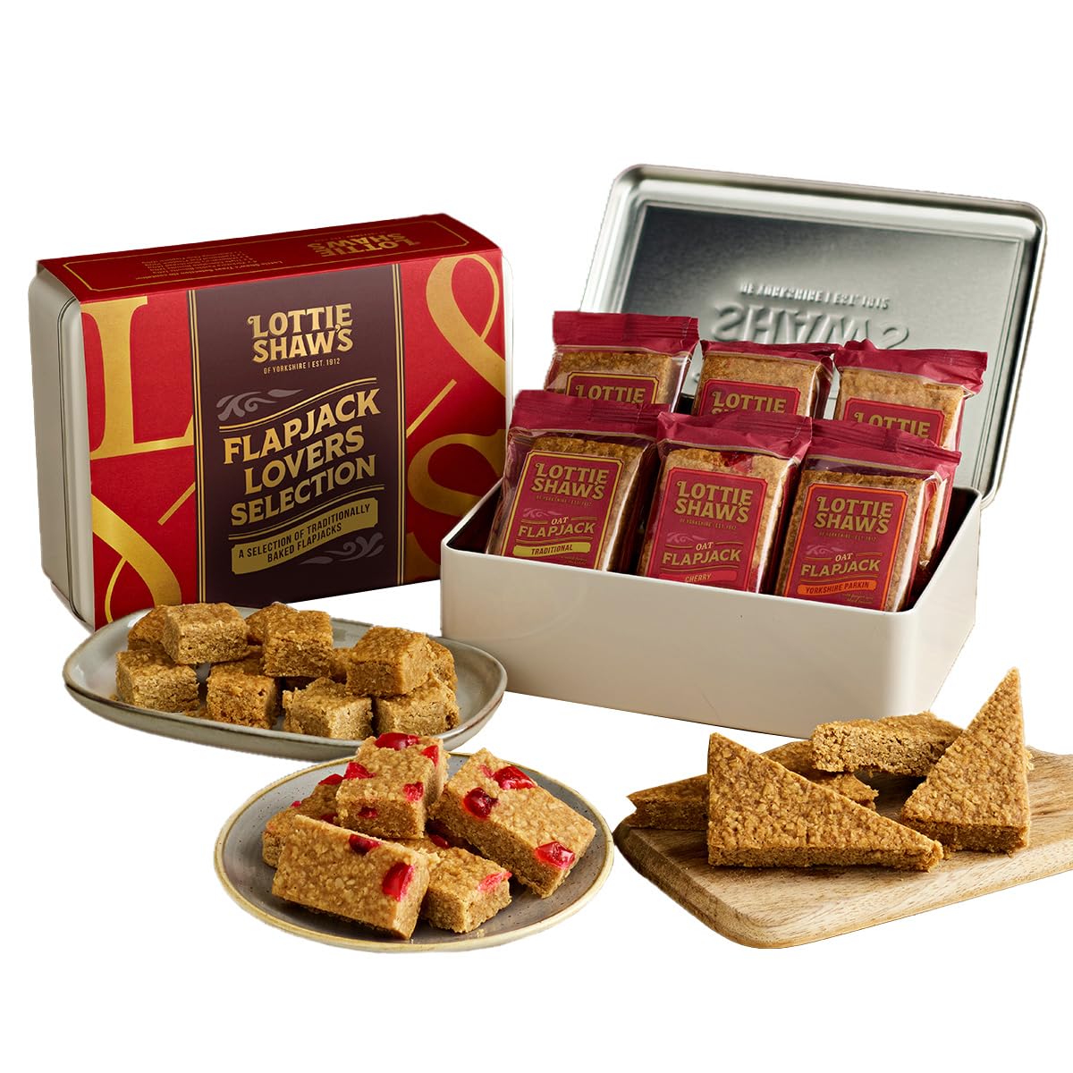 Lottie Shaw's Flapjack Lovers Gift Tin | 12 Vegan Oat Bars Selection