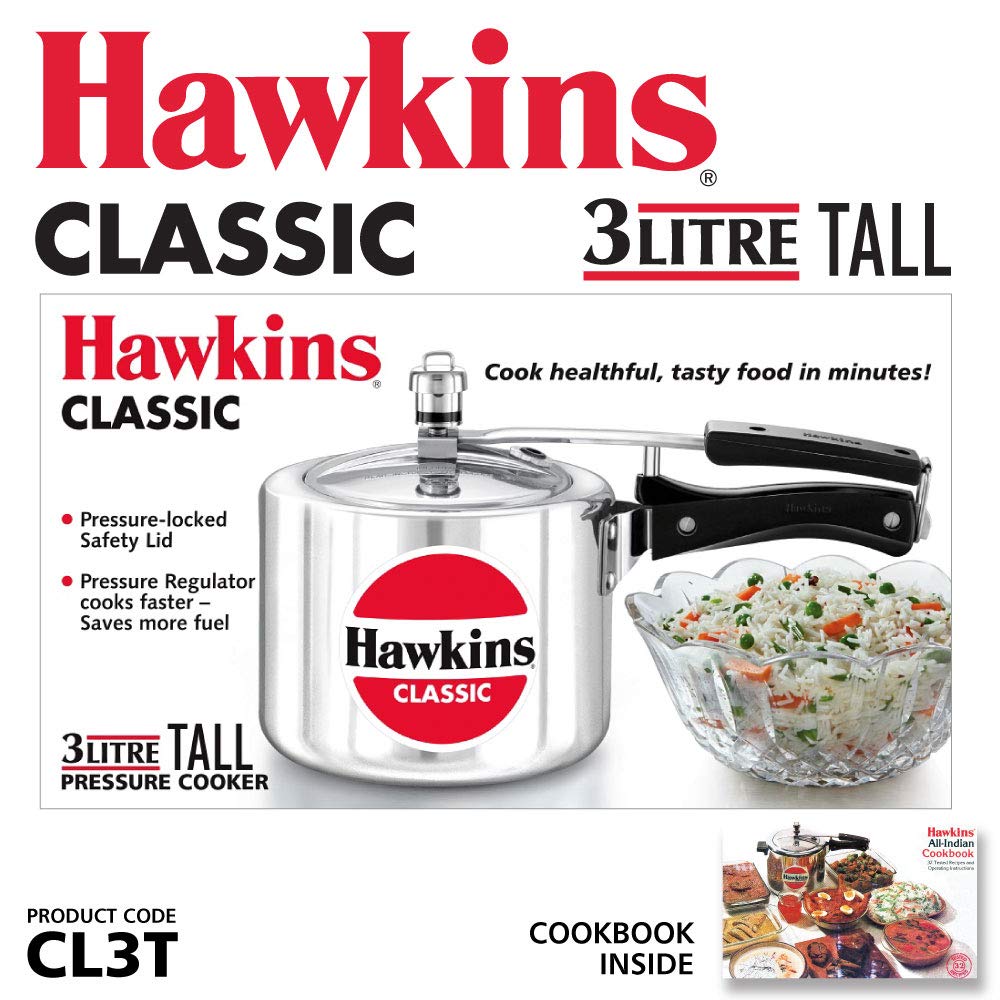 Hawkins Classic 3L Aluminum Pressure Cooker – Tall Mirror Polish Silver