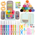 Knitiss Beginner Crochet Kit | 15 Yarn Skeins & 12 Ergonomic Hooks with Case
