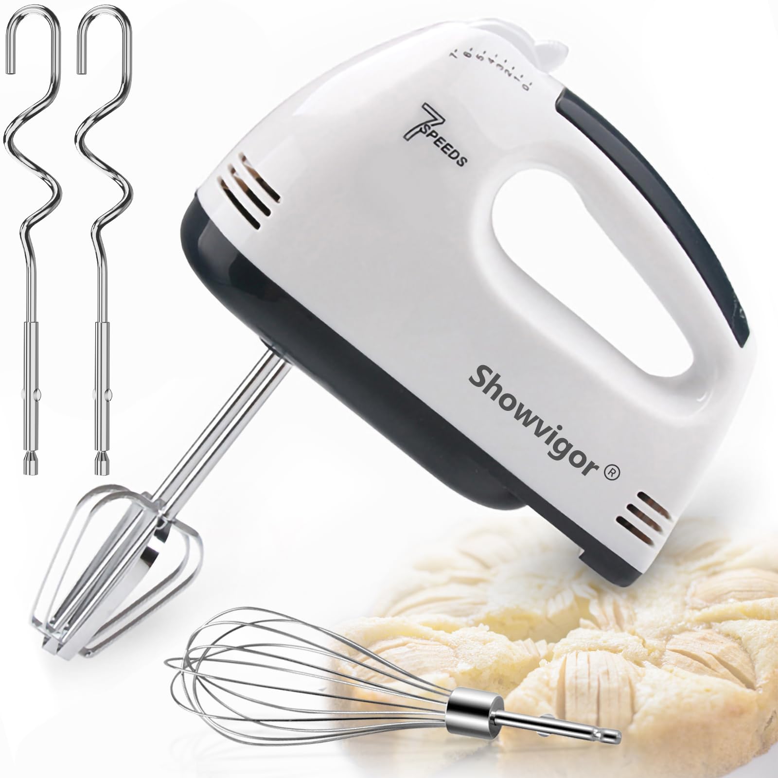 Electric Hand Mixer – 4 Stainless Steel Beaters & Turbo Boost
