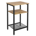 VASAGLE Industrial Side Table – 3-Tier End Table in Honey Brown and Black