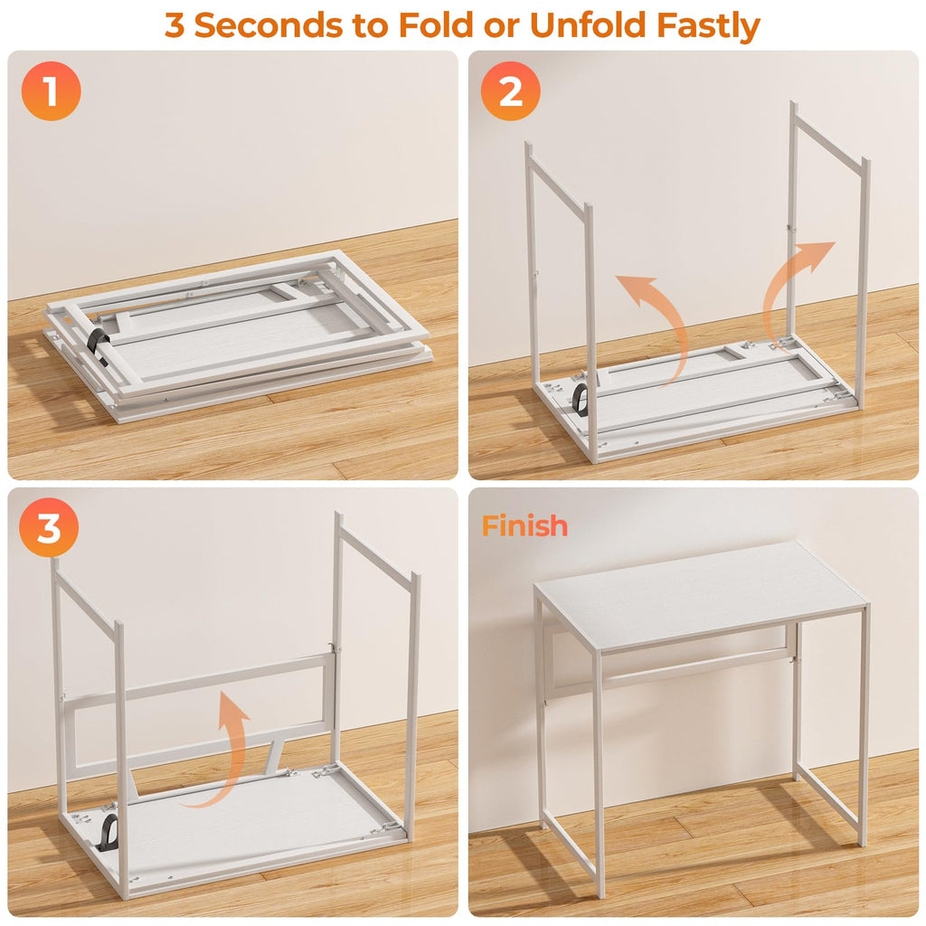 GreenForest Folding Desk 80cm No Assembly Required for Small Space, White - image 3
