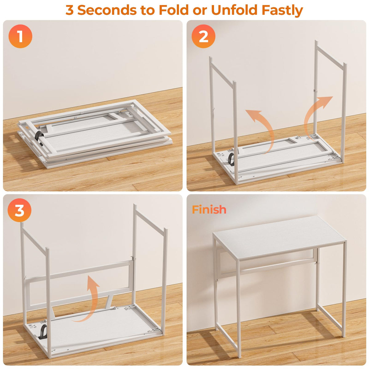 GreenForest Folding Desk 80cm No Assembly Required for Small Space, White - image 3