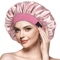 mikimini Satin Bonnet for Curly Hair – Double Layer Silky Sleep Cap, Pink
