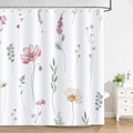 Bonhause Watercolor Floral Shower Curtain | Pink & Beige Polyester | 180x180cm