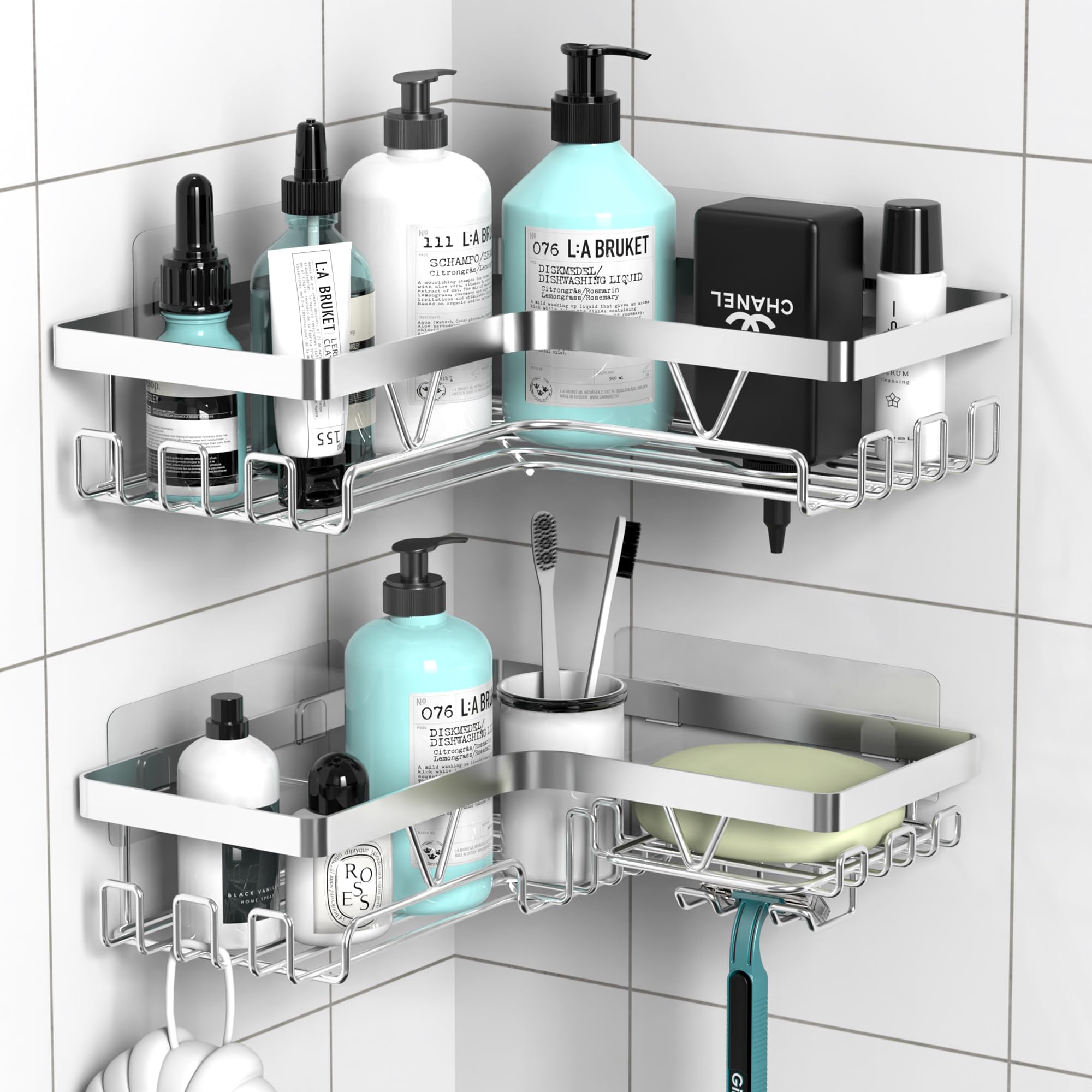 Kegii Corner Shower Caddy | Adhesive Stainless Steel Storage Rack
