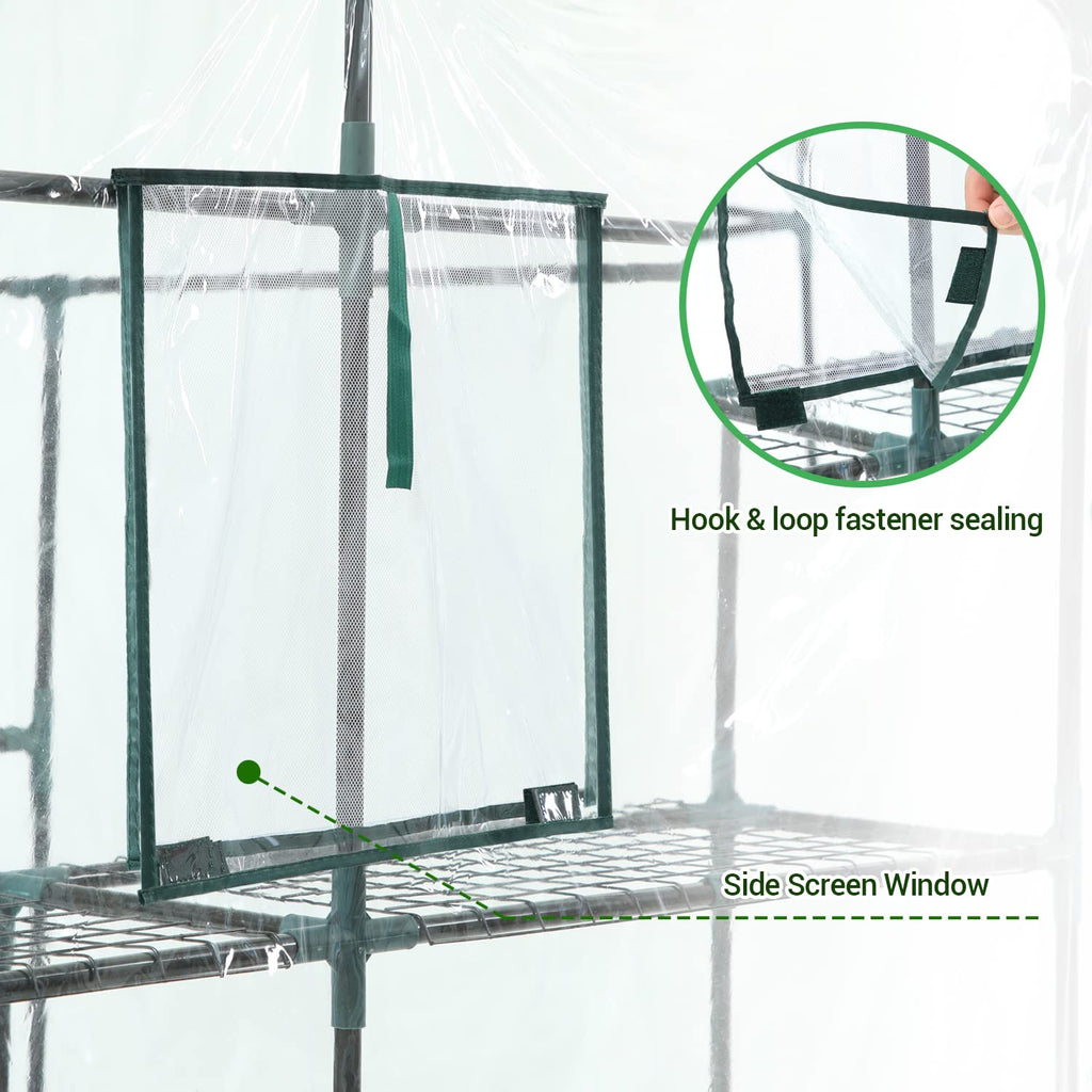 Ohuhu Walk-in Greenhouse – 3 Tiers 12 Shelves Portable PVC Plant House